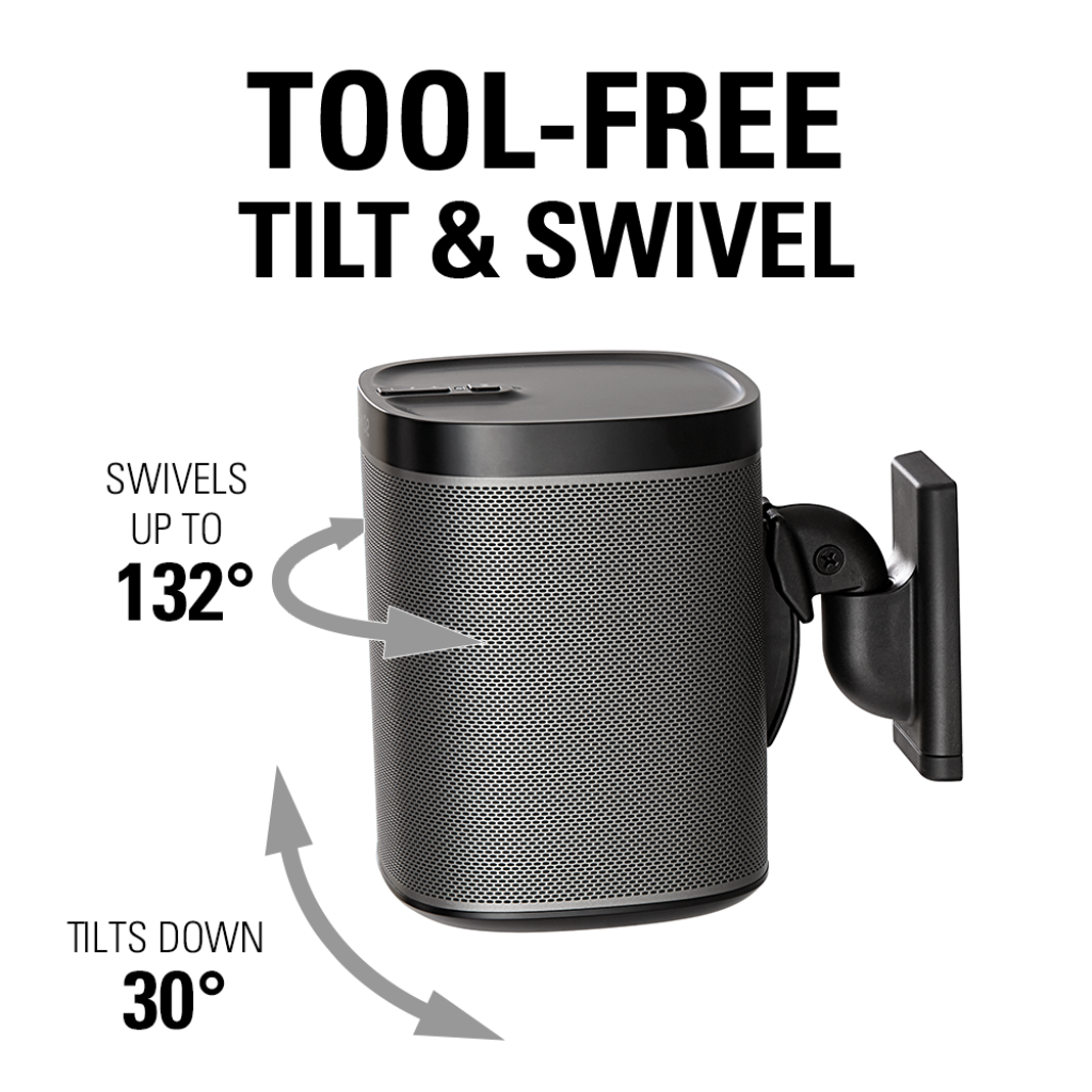 Wireless Speaker Swivel and Tilt Wall Mount, designed for Sonos One SL, Play:1, Play:3, pair in black