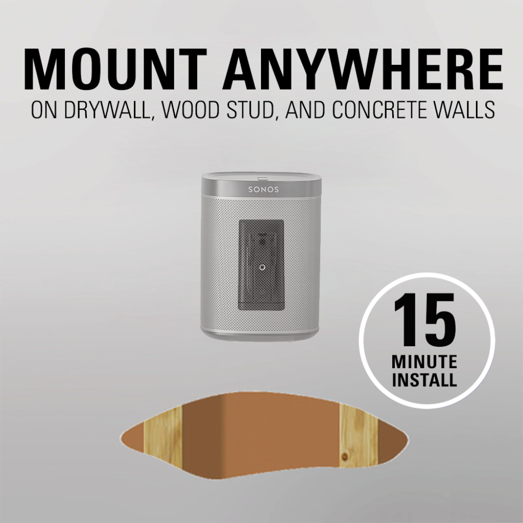 Wireless Speaker Swivel and Tilt Wall Mount, designed for Sonos One SL, Play:1, Play:3, pair in black
