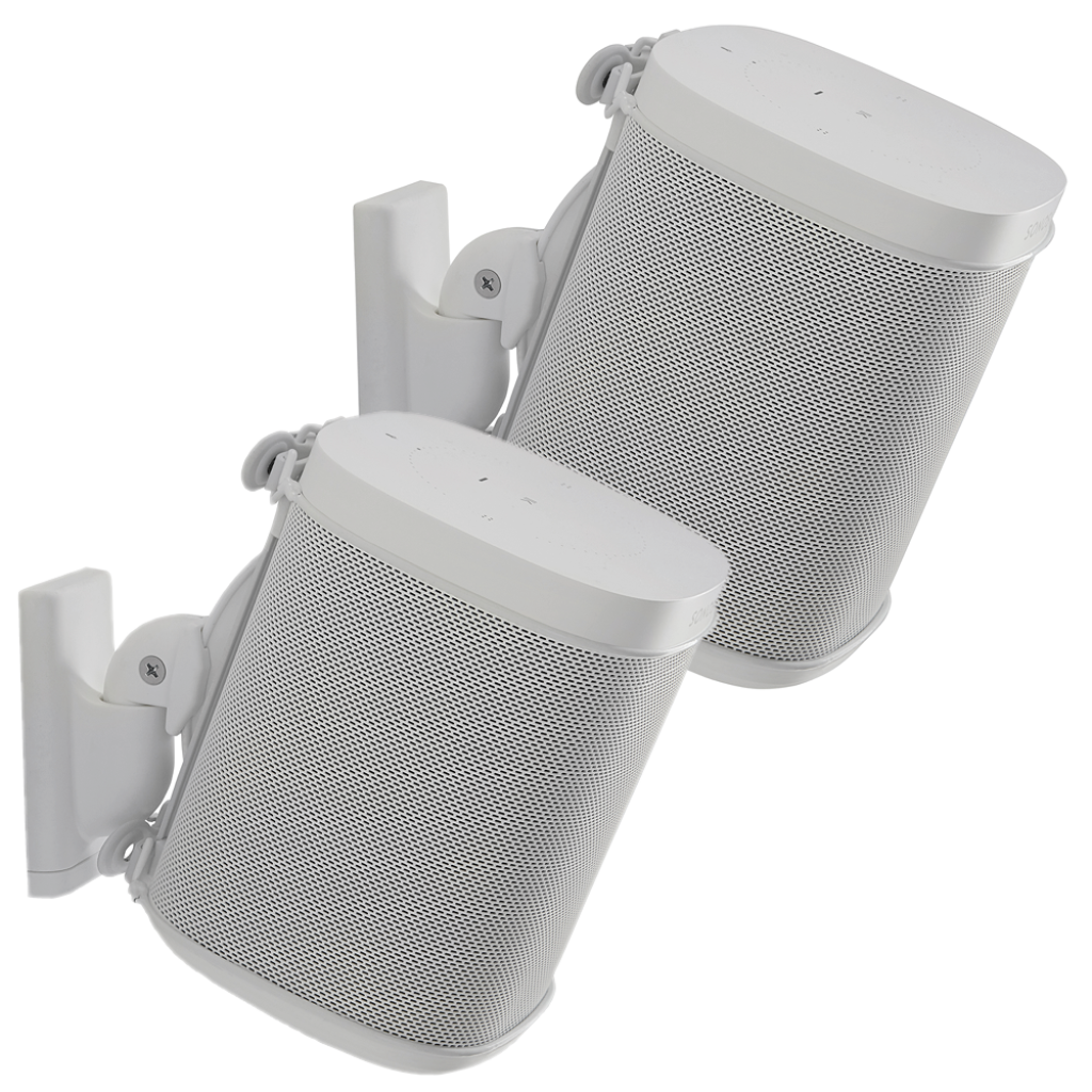 Wireless Speaker Swivel and Tilt Wall Mount, designed for Sonos One SL, Play:1, Play:3, pair in white