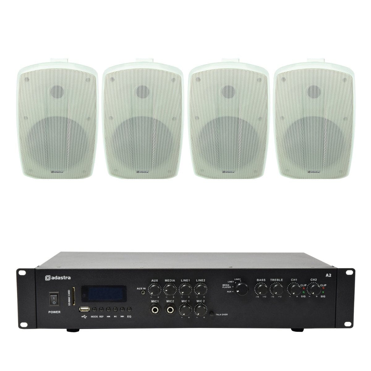 Adastra A2 Stereo Amplifier + BH6 6.5" Outdoor Speakers - K&B Audio