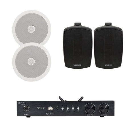 Adastra S460 Dual Zone Wi-Fi Amplifier + 6.5" Ceiling Speakers + 4" Outdoor Speakers - K&B Audio