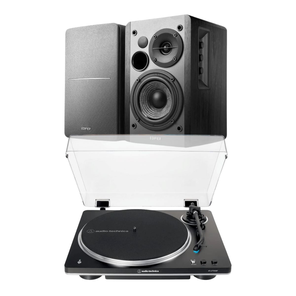 Audio-Technica LP70XBT Bluetooth Turntable + Edifier R1280DB Active Bookshelf Speakers - K&B Audio