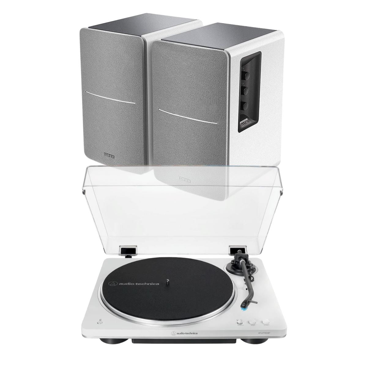 Audio-Technica LP70XBT Bluetooth Turntable + Edifier R1280DB Active Bookshelf Speakers - K&B Audio