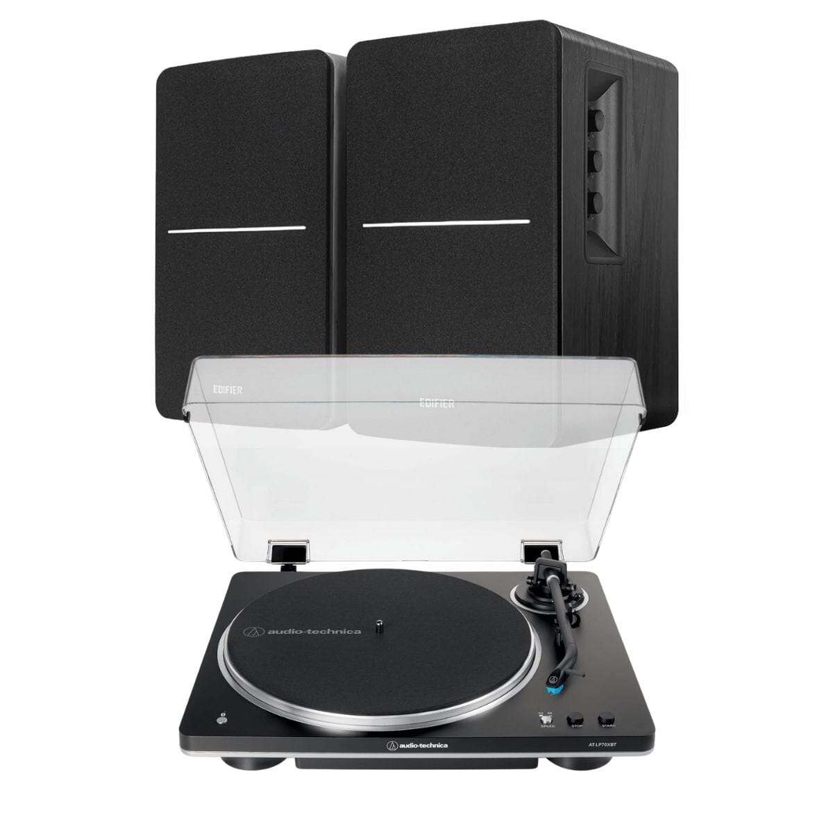 Audio-Technica LP70XBT Bluetooth Turntable + Edifier R1280DBs Active Bookshelf Speakers - K&B Audio