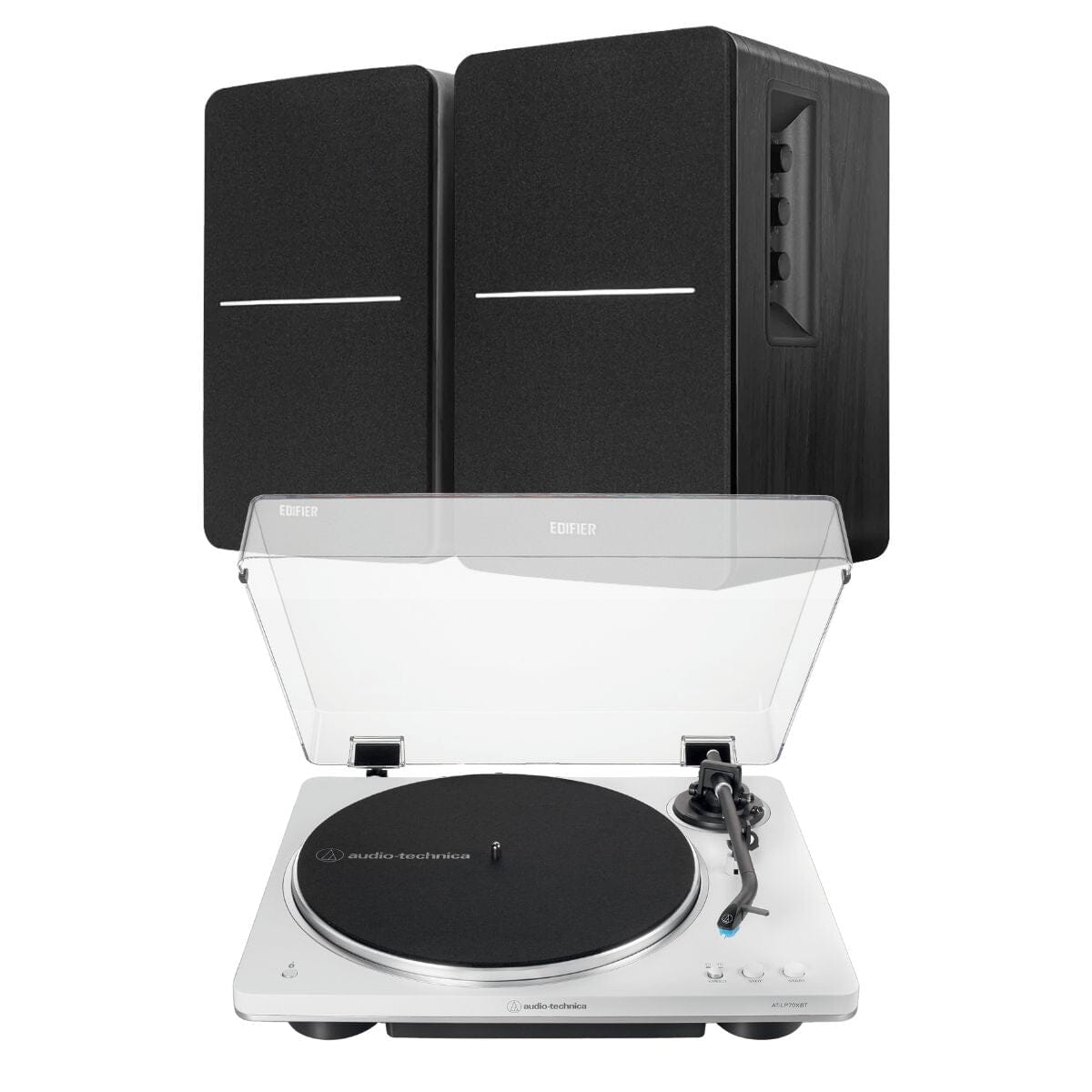 Audio-Technica LP70XBT Bluetooth Turntable + Edifier R1280DBs Active Bookshelf Speakers - K&B Audio