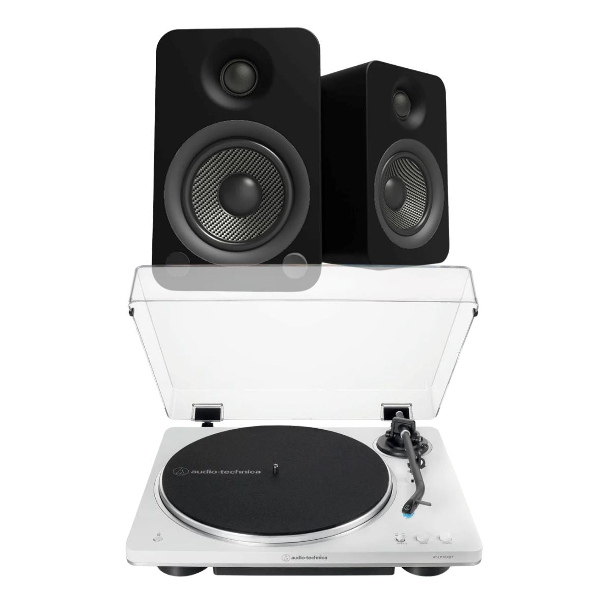 Audio-Technica LP70XBT Bluetooth Turntable + Kanto YU4 4" Active Bookshelf Speakers - K&B Audio