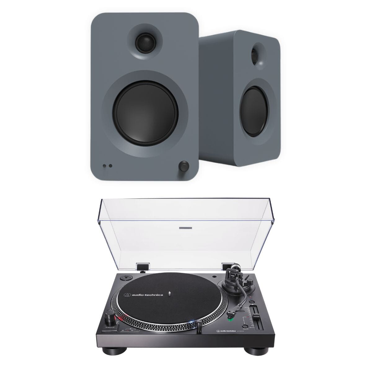 Audio-Technica LP120XBT-USB Turntable + Kanto REN 200W Active Bookshelf Speakers Turntable Bundles Kanto / Audio-Technica Grey