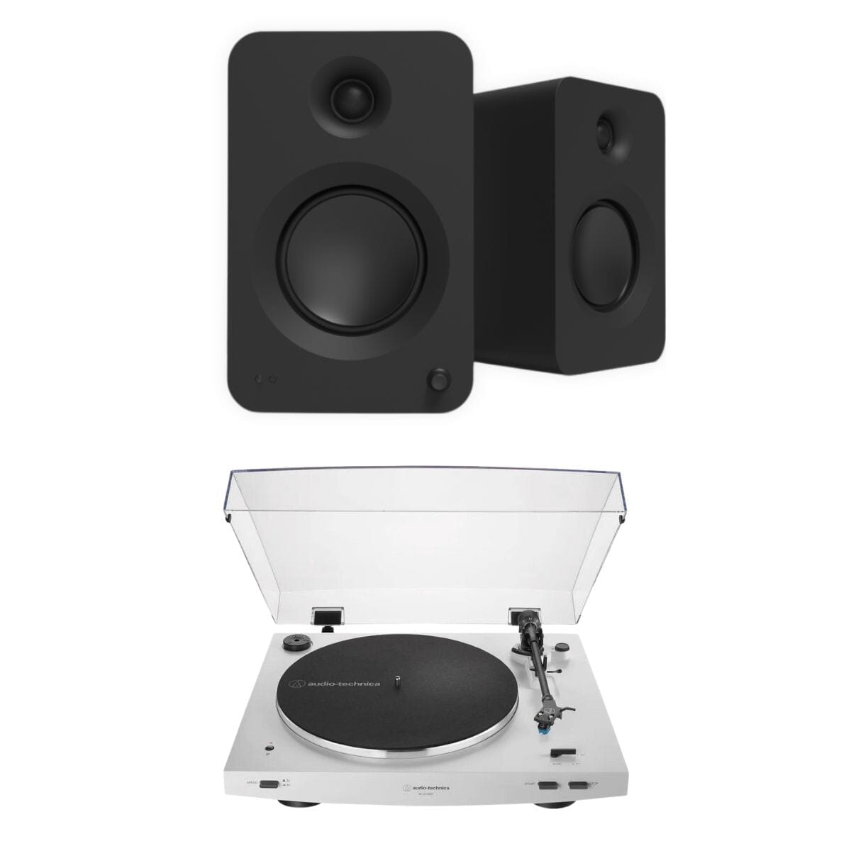 Audio-Technica LP3XBT Bluetooth Turntable + Kanto REN 100W Active Bookshelf Speakers - K&B Audio