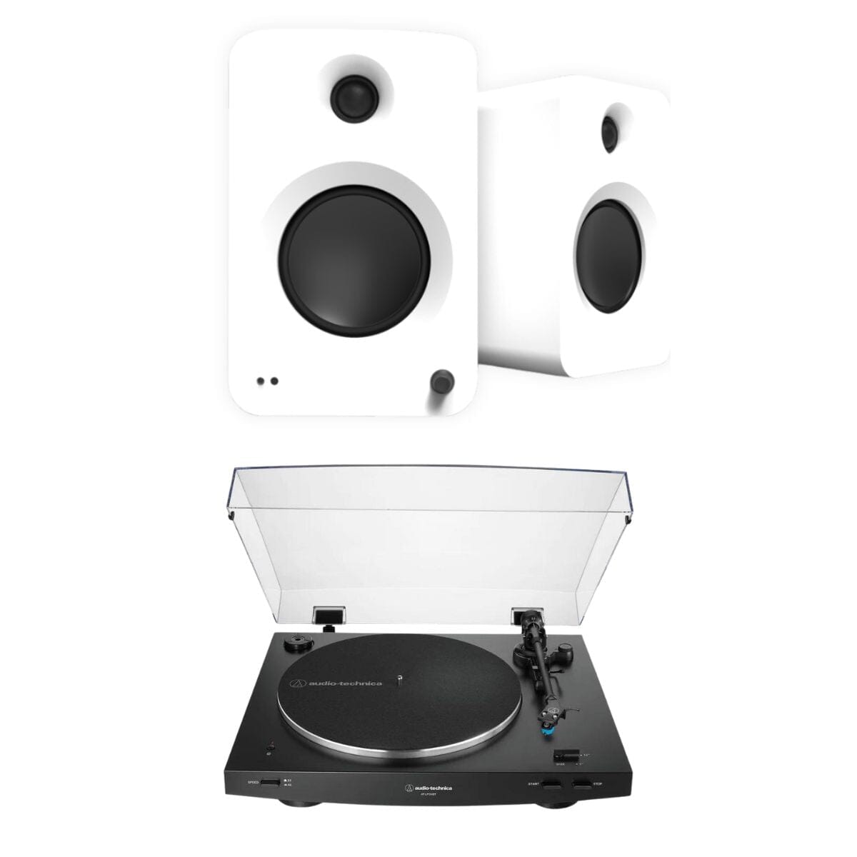 Audio-Technica LP3XBT Bluetooth Turntable + Kanto REN 100W Active Bookshelf Speakers - K&B Audio
