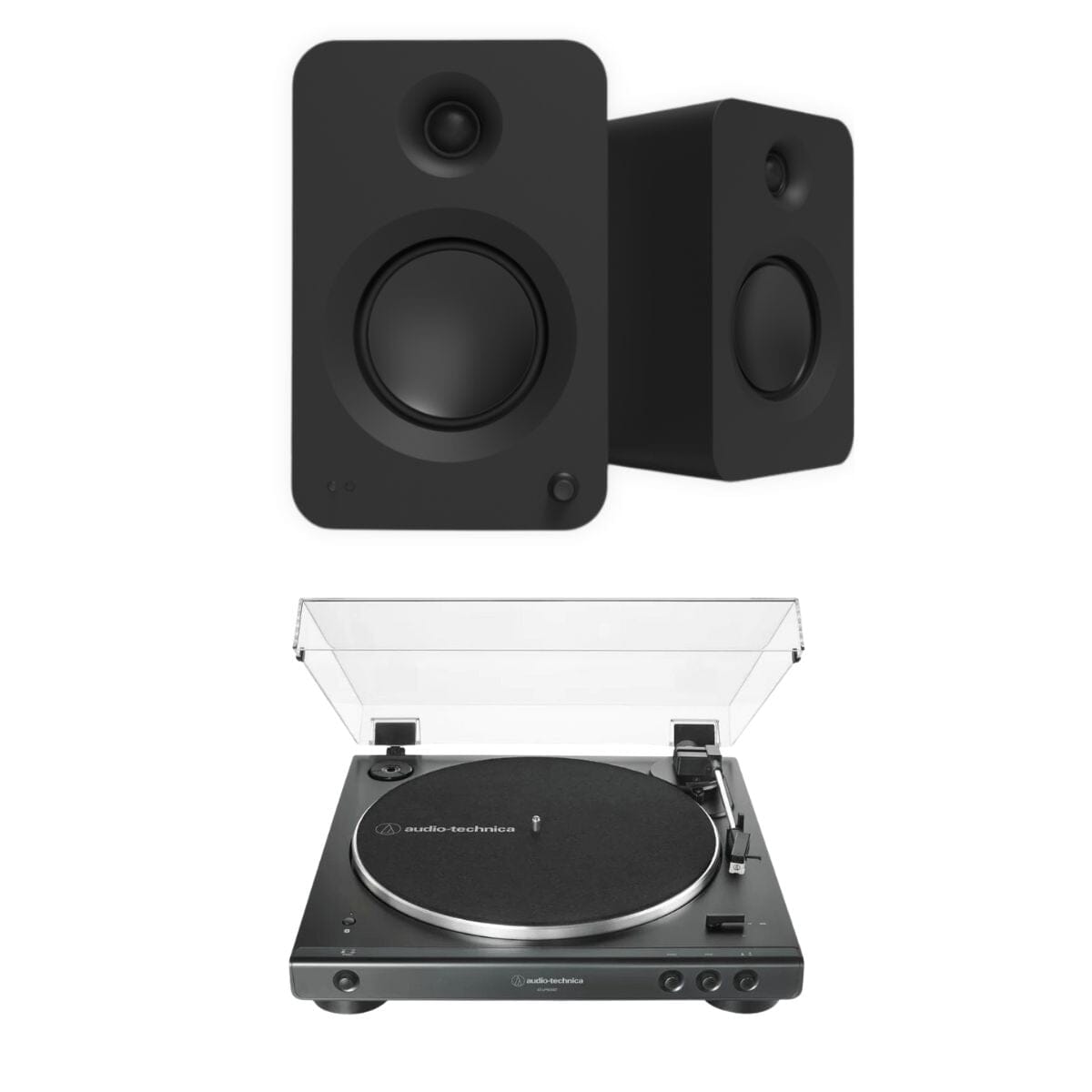 Audio-Technica LP60XBT Bluetooth Turntable + Kanto REN 100W Active Bookshelf Speakers - K&B Audio