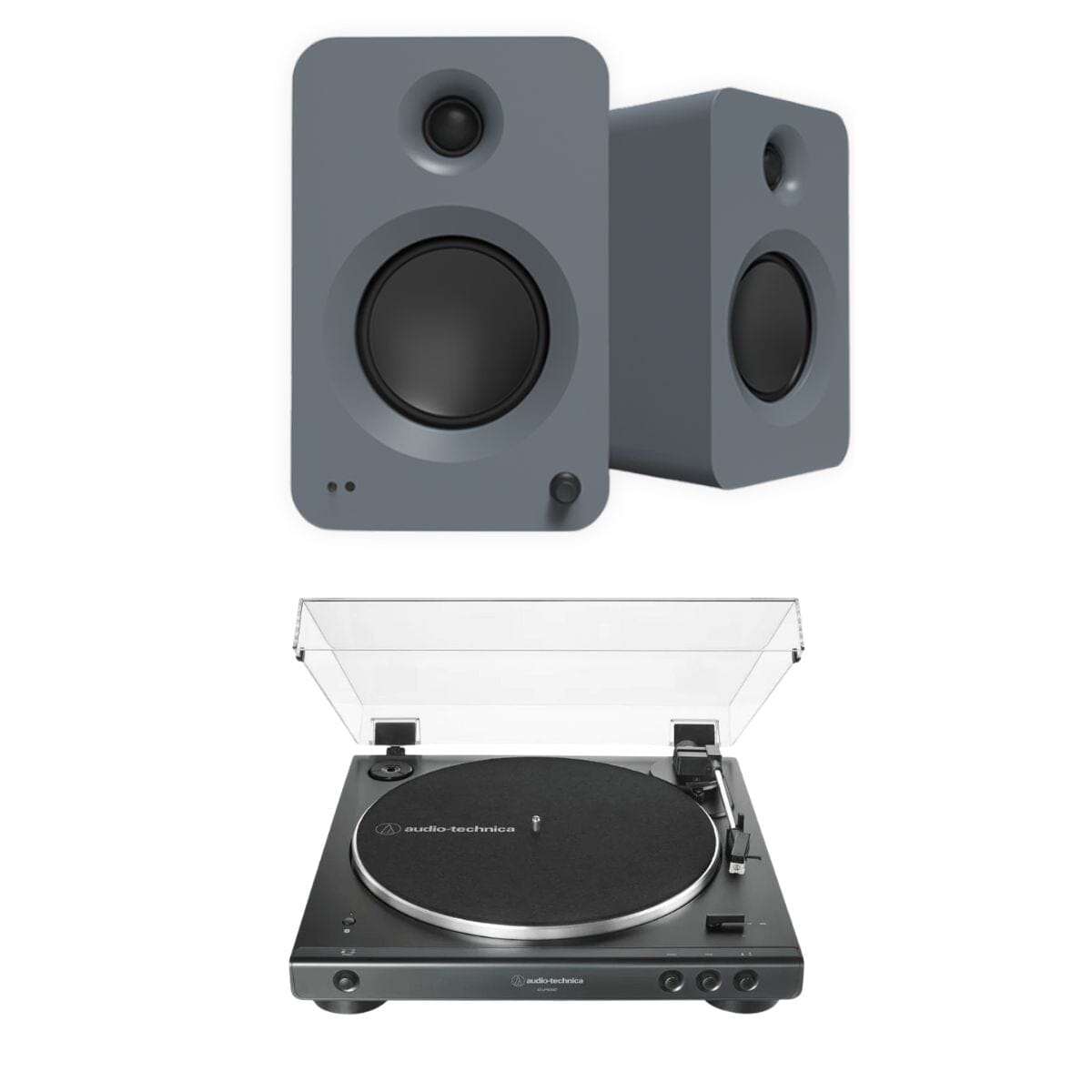 Audio-Technica LP60XBT Bluetooth Turntable + Kanto REN 200W Active Bookshelf Speakers Turntable Bundles Kanto / Audio-Technica Grey