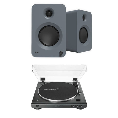 Audio-Technica LP60XBT Bluetooth Turntable + Kanto REN 200W Active Bookshelf Speakers Turntable Bundles Kanto / Audio-Technica Grey