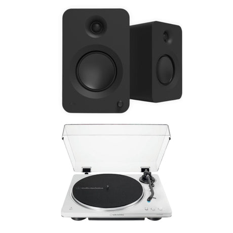 Audio-Technica LP70XBT Bluetooth Turntable + Kanto REN 200W Active Bookshelf Speakers Turntable Bundles Kanto / Audio-Technica Black White