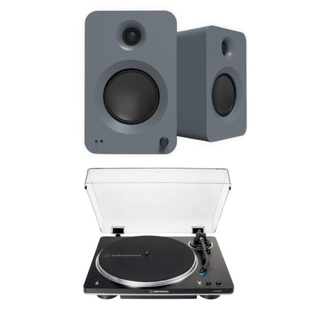Audio-Technica LP70XBT Bluetooth Turntable + Kanto REN 200W Active Bookshelf Speakers Turntable Bundles Kanto / Audio-Technica Grey Black