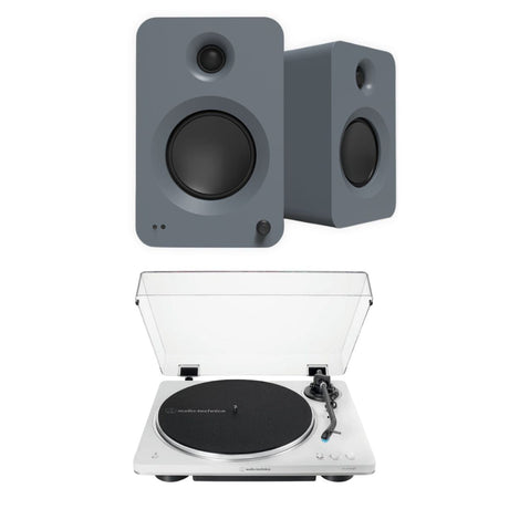 Audio-Technica LP70XBT Bluetooth Turntable + Kanto REN 200W Active Bookshelf Speakers Turntable Bundles Kanto / Audio-Technica Grey White