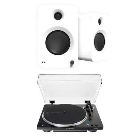 Audio-Technica LP70XBT Bluetooth Turntable + Kanto REN 200W Active Bookshelf Speakers Turntable Bundles Kanto / Audio-Technica White Black