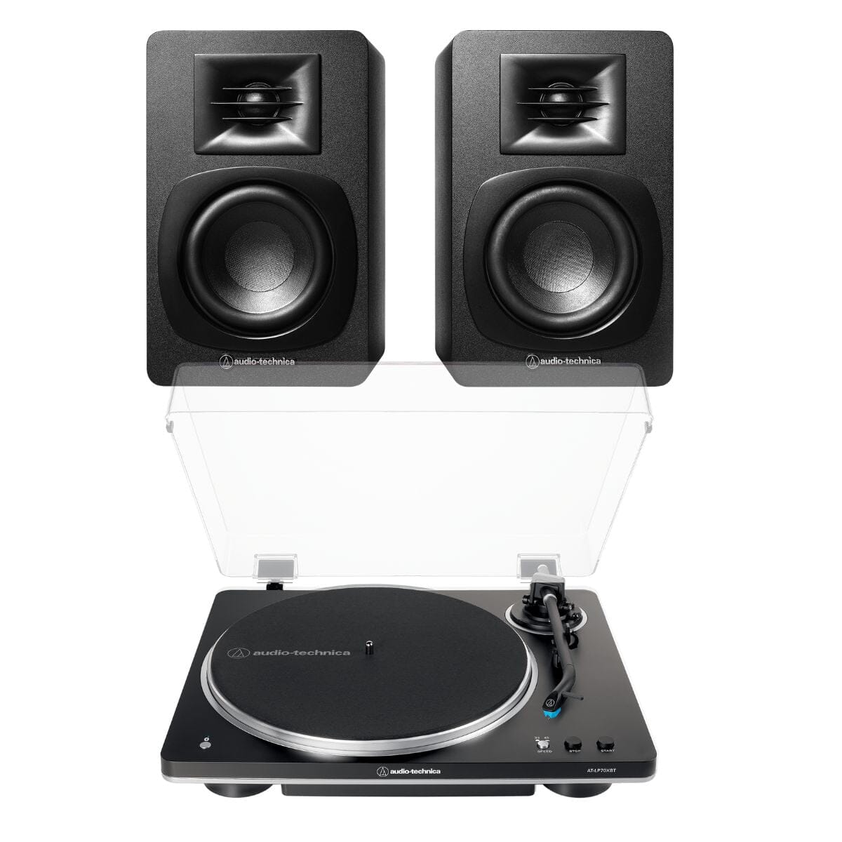 Audio-Technica LP70XBT + SP3X Active Bookshelf Speakers - K&B Audio