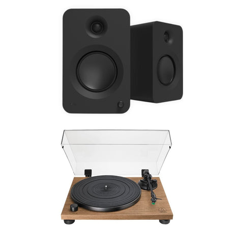 Audio-Technica LPW40WN Turntable + Kanto REN 200W Active Bookshelf Speakers Turntable Bundles Kanto / Audio-Technica Black