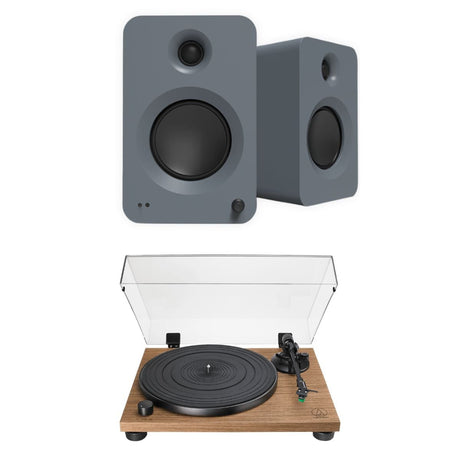 Audio-Technica LPW40WN Turntable + Kanto REN 200W Active Bookshelf Speakers Turntable Bundles Kanto / Audio-Technica Grey