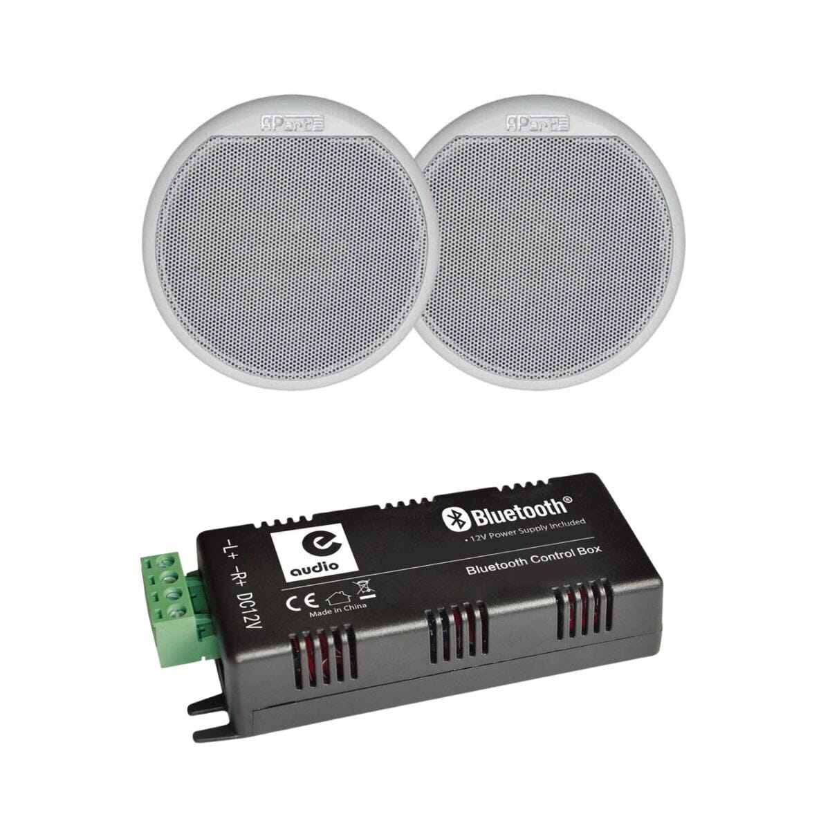 e-audio Bluetooth Amplifier + Apart CMAR5 5" Sauna Ceiling Speakers (Pair) - K&B Audio