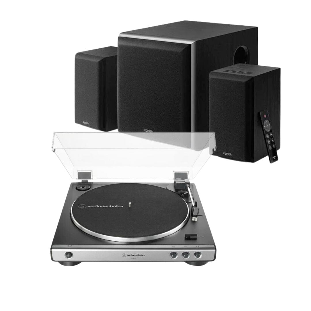 Audio-Technica LP60X Turntable + Edifier M601DB Active Bluetooth Speakers with Subwoofer - K&B Audio