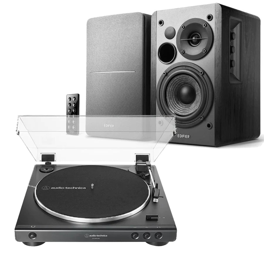 Edifier R1280DB & Audio-Technica LP60X Turntable with Bluetooth Speakers - K&B Audio