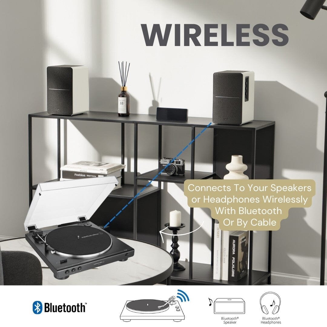 Audio-Technica LP60X-BT Bluetooth Turntable + Edifier R1280DB Active Bluetooth Speakers - White Edition - K&B Audio