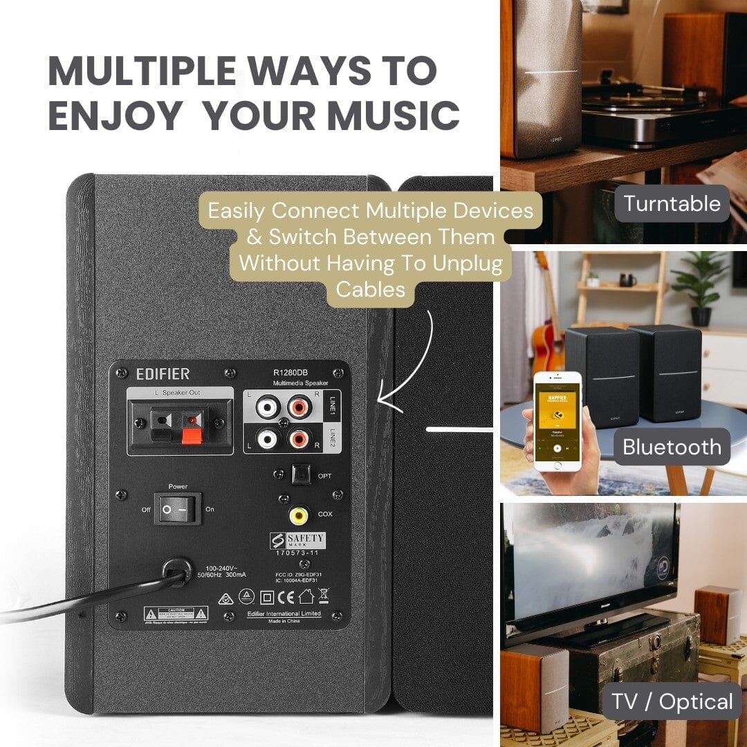 Audio-Technica LP60X-BT Bluetooth Turntable + Edifier R1280DB Active Bluetooth Speakers - White Edition - K&B Audio