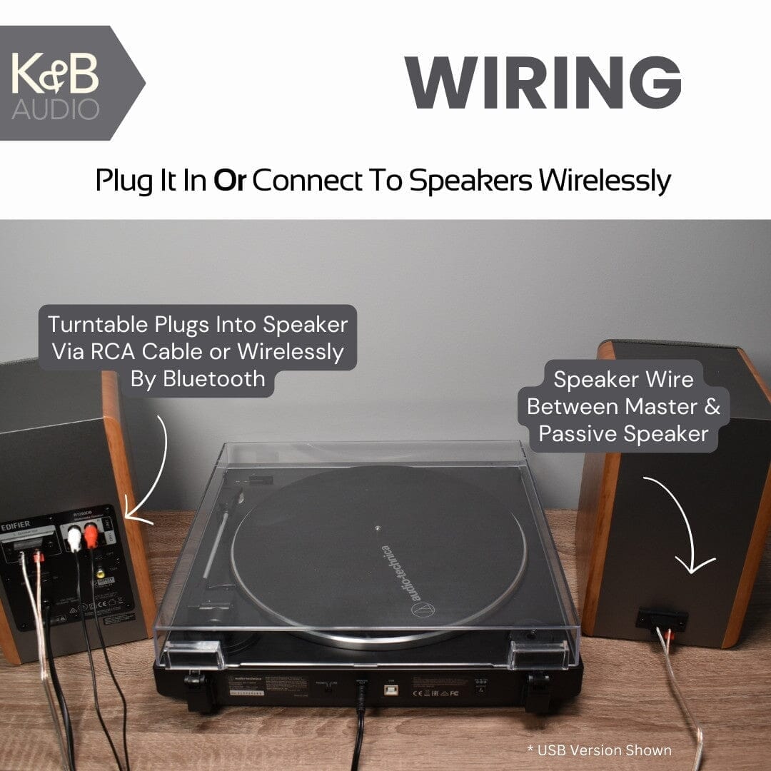 Audio-Technica LP60X-BT Bluetooth Turntable + Edifier R1280DB Active Bluetooth Speakers - White Edition - K&B Audio