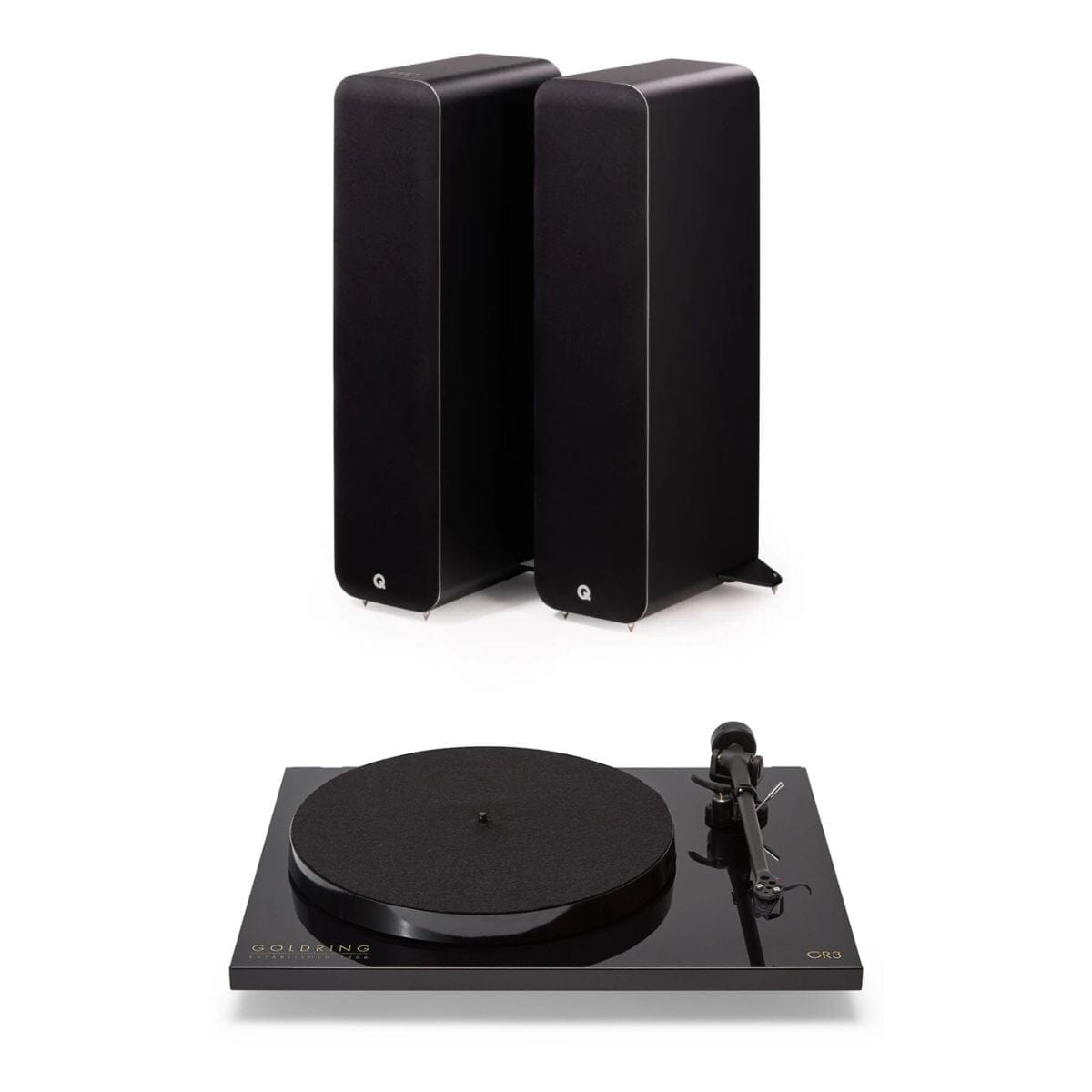 Goldring GR3 Turntable + Q Acoustics M40 Active Floorstanding Speakers with Bluetooth - K&B Audio