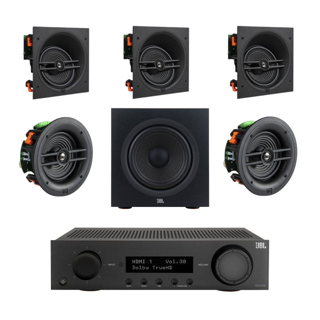 JBL MA310 + Stage 260C 5.1 6.5" Angled In Ceiling Surround Sound System with 10" Subwoofer - K&B Audio