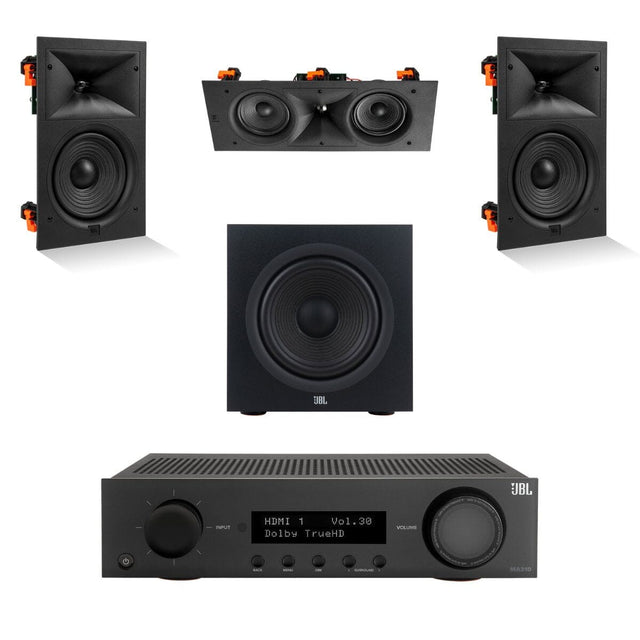 JBL MA310 + Stage 260W 3.1 6.5" In Wall Surround Sound System with 10" Subwoofer - K&B Audio