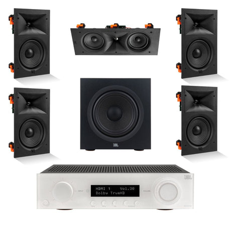 JBL MA310 + Stage 280W 5.1 8" In Wall Surround Sound System with 12" Subwoofer - K&B Audio