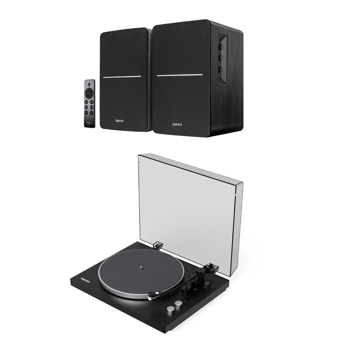 Kanto OBI3 Bluetooth Turntable + Edifier R1280DB Bookshelf Speakers - K&B Audio