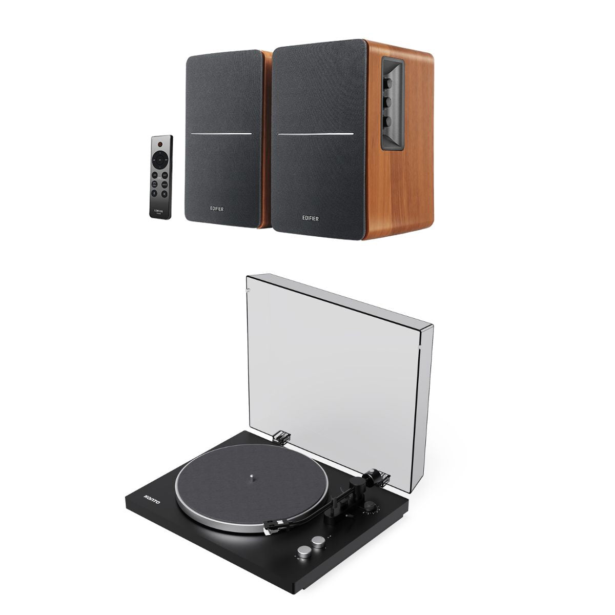 Kanto OBI3 Bluetooth Turntable + Edifier R1280DB Bookshelf Speakers - K&B Audio