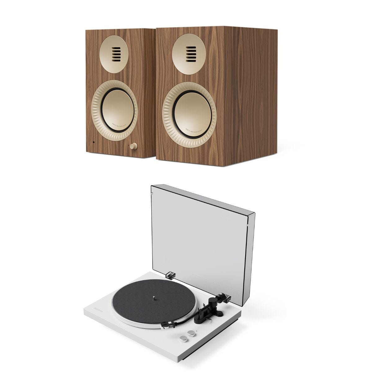 Kanto OBI3 Bluetooth Turntable + TUK G2 Bookshelf Speakers Turntable Bundles Edifier / Kanto Walnut White