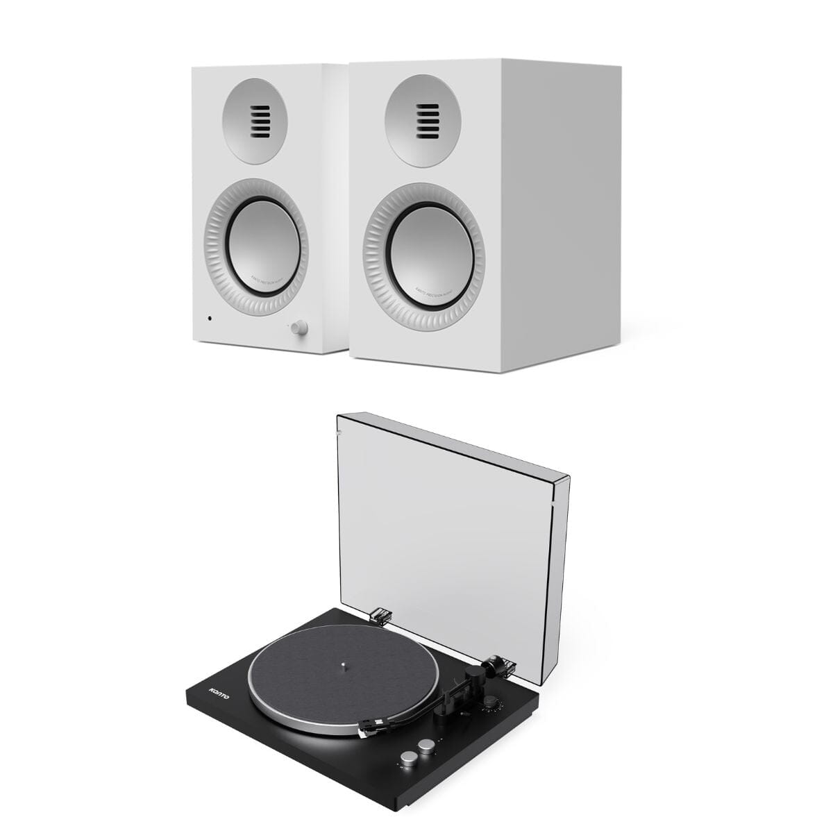 Kanto OBI3 Bluetooth Turntable + TUK G2 Bookshelf Speakers Turntable Bundles Edifier / Kanto White Black