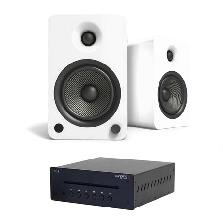 Kanto YU6 5.25" Active Bookshelf Speakers with Bluetooth + Tangent CD II CD Player HiFi Systems Kanto Audio White 