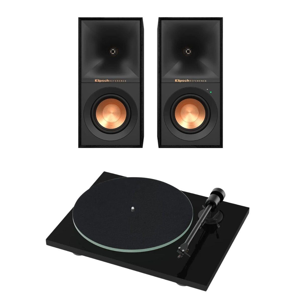 Klipsch R-40PM 70W Active Bookshelf Speakers + Pro-Ject T1 EVO Turntable - K&B Audio