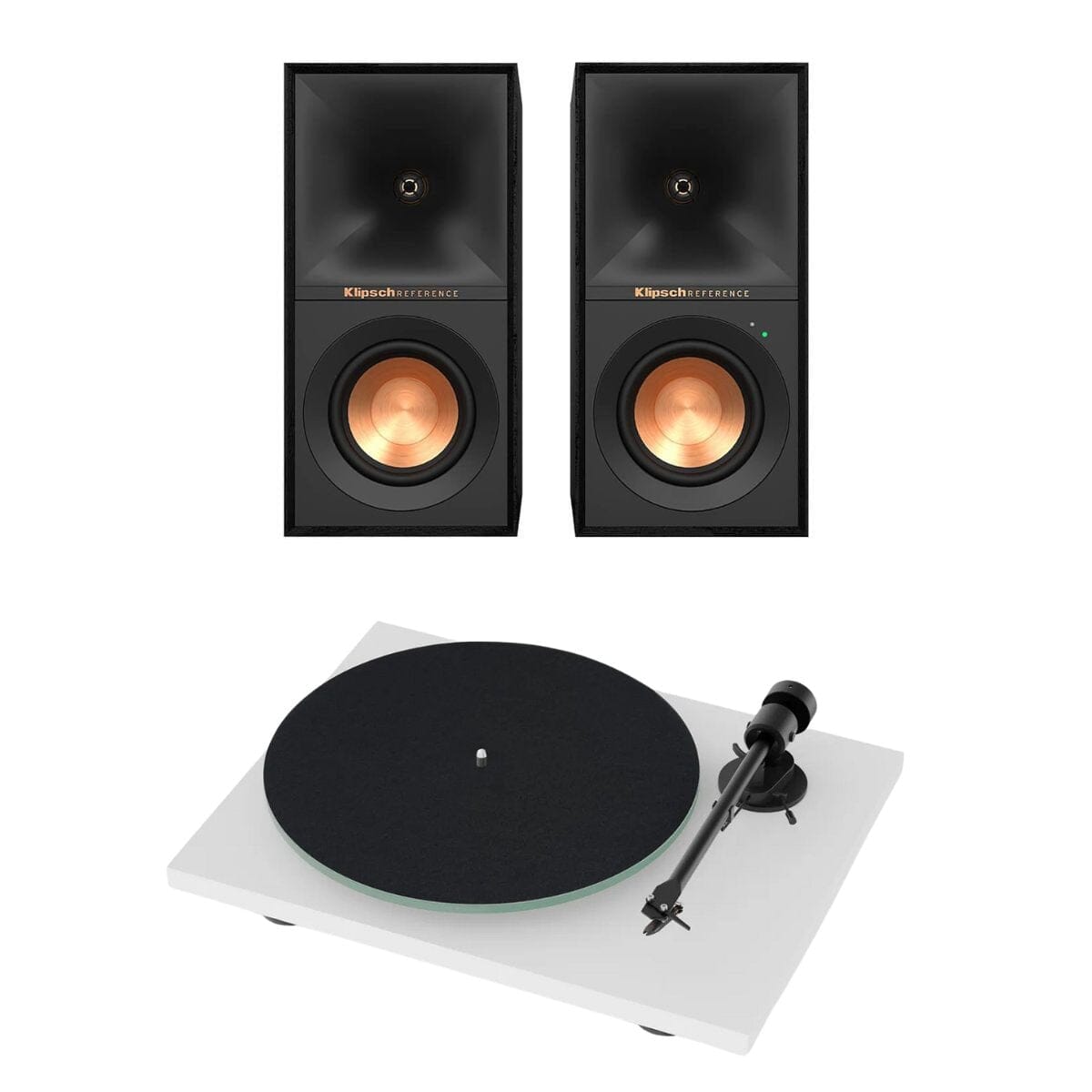 Klipsch R-40PM 70W Active Bookshelf Speakers + Pro-Ject T1 EVO Turntable - K&B Audio