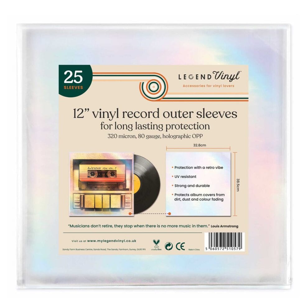 Legend Vinyl 12″ Vinyl Record Outer Sleeves – Retro Holographic Effect - Pack of 25 Vinyl Accessories Legend Vinyl