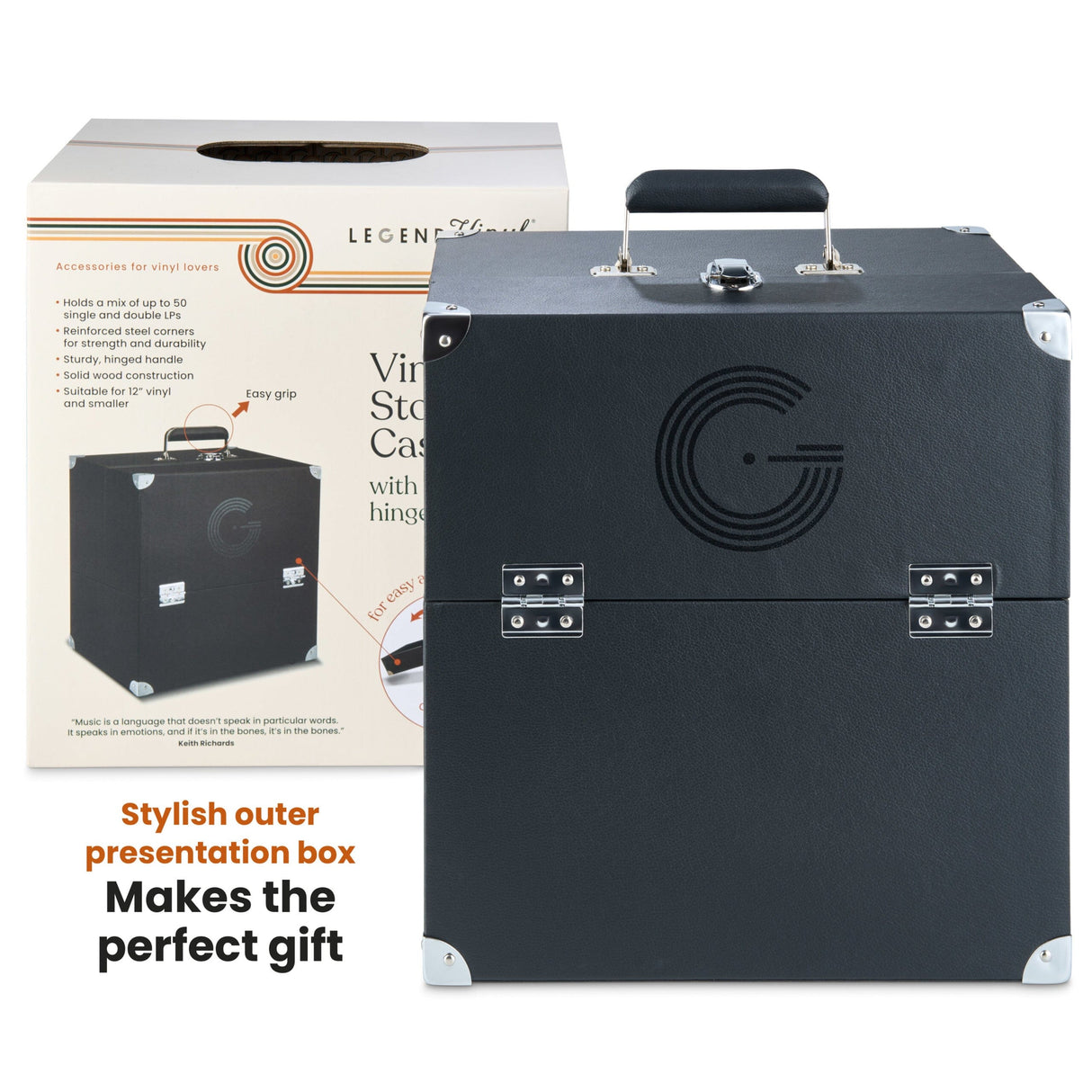 Legend Vinyl LP Storage Case With Double Hinged Flaps - K&B Audio