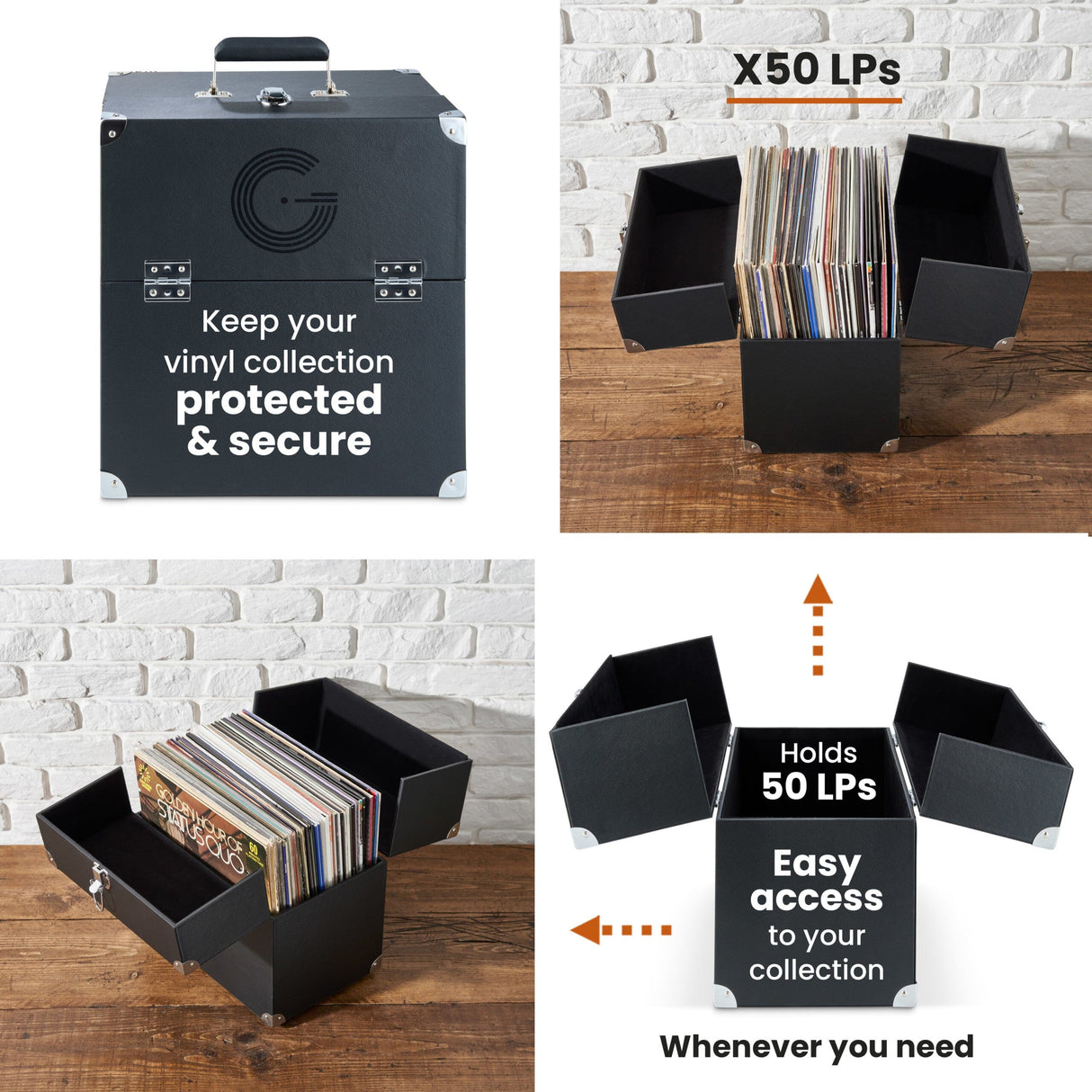 Legend Vinyl LP Storage Case With Double Hinged Flaps - K&B Audio