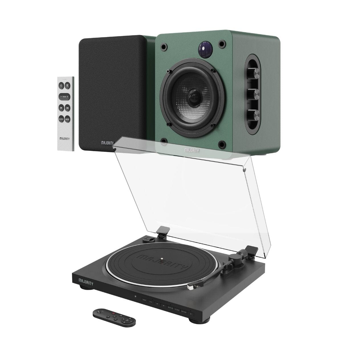 Majority Auto Turntable + D50X Bluetooth Bookshelf Speakers - K&B Audio