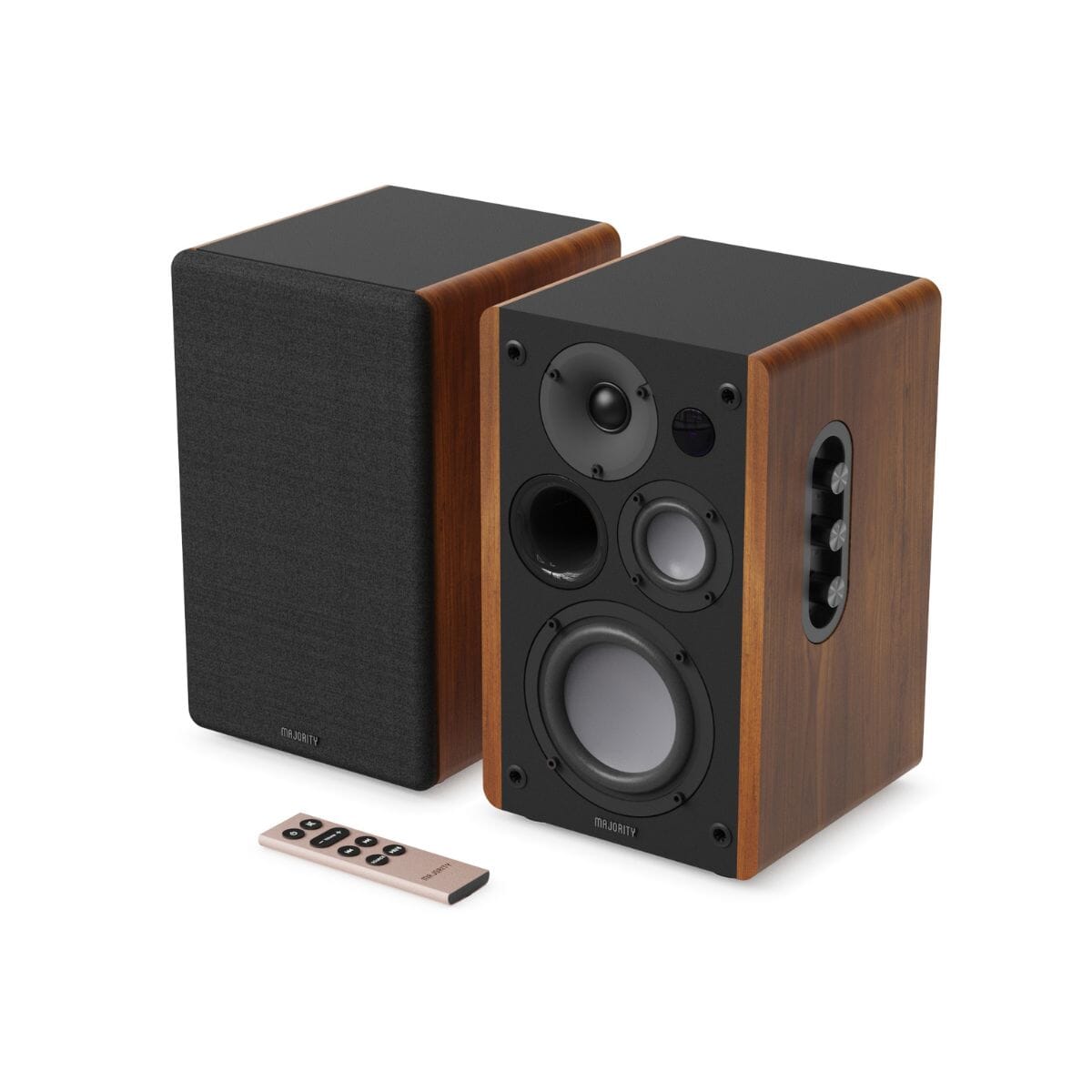 Majority D100 Active Bookshelf Speakers - Bluetooth, HDMI, USB - 100W - K&B Audio