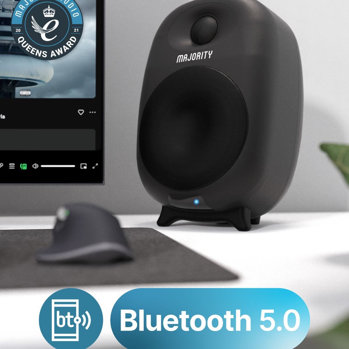 Majority D80 Active Bookshelf Speakers - Bluetooth, HDMI, USB - 80W - K&B Audio