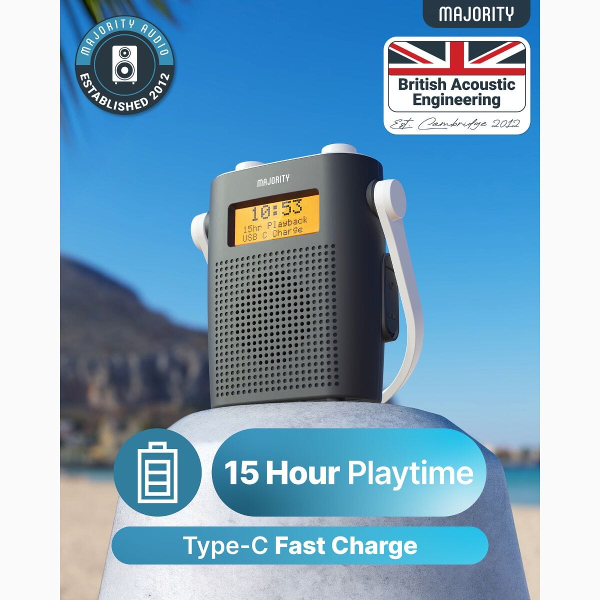 Majority Eversden Shower / Outdoor DAB Radio Radios Majority