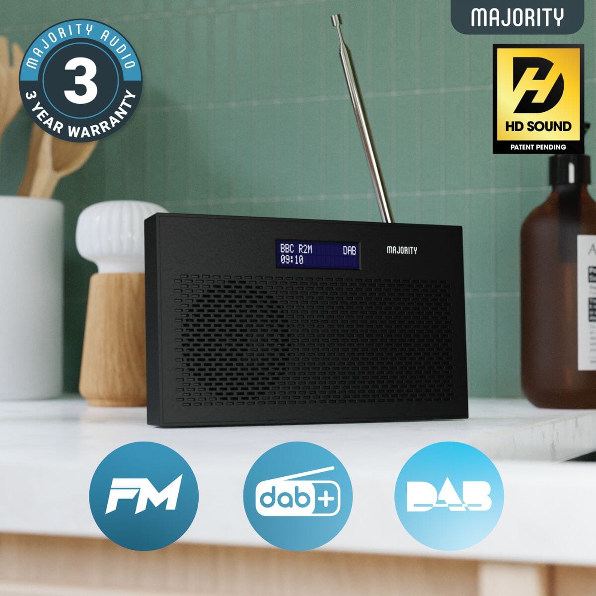 Majority Histon Portable DAB/FM Radio Radios Majority