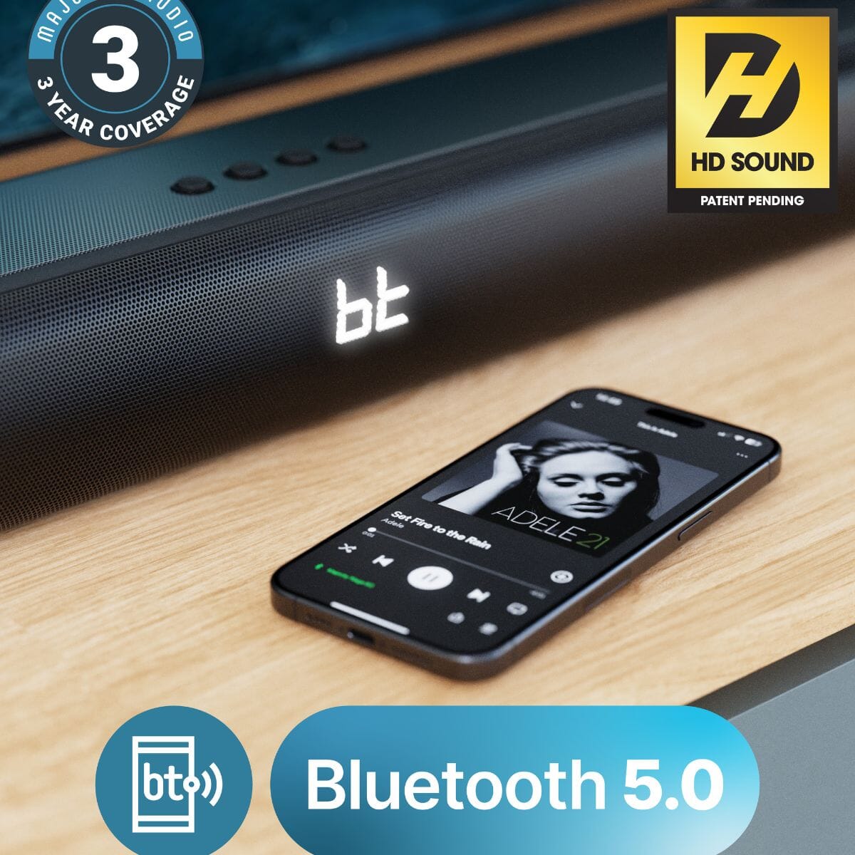 Majority Naga 60 2.1 Soundbar with Built-In Subwoofer - 120W - Bluetooth, HDMI - K&B Audio