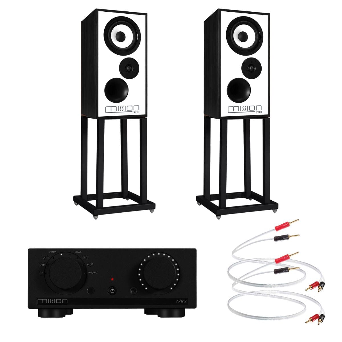 Mission 778X + 700 Bookshelf Speaker Bundle inc. Stands & Cables HiFi Systems Mission Black Black